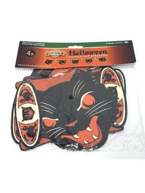 Beistle Vintage Style Halloween Jointed Cat Streamer 7.5" x 4ft - 2012 Decor NEW